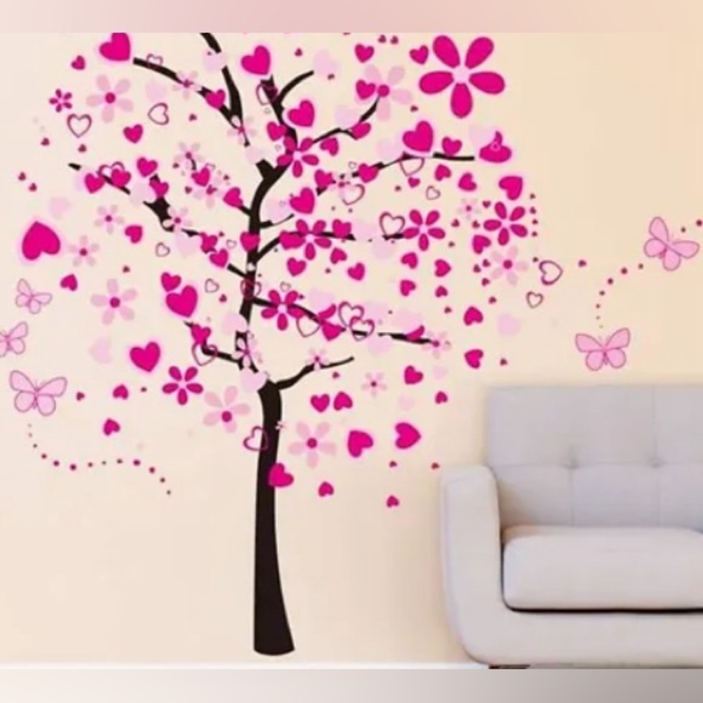 Rainbow Wisk whimsical pink tree wall decal NWOT